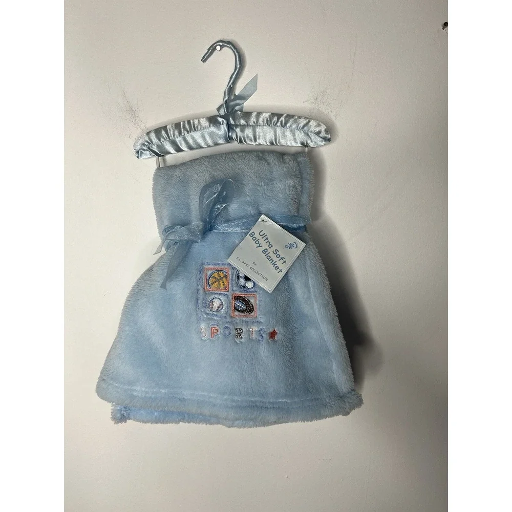 S.L. Home Fashions Blue Sports Baby Blanket Lovey‎ Baby Collection